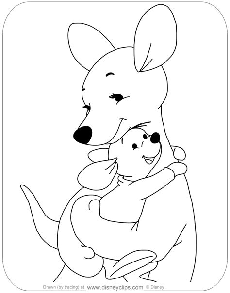 pooh bear coloring pages|kanga and roo coloring pages.